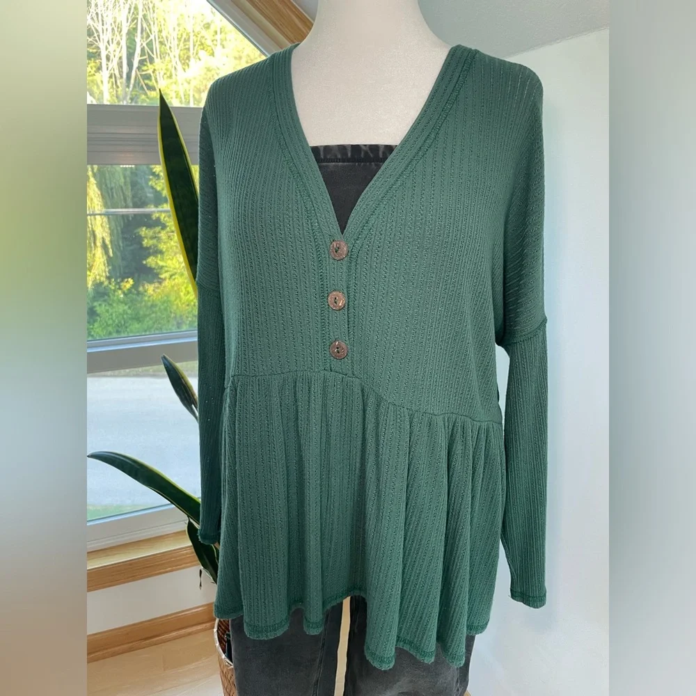 Altar’d State : Button-Front Knit Top - Picture 2 of 7